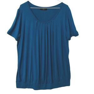 Made by Johnny USA Teal Green Banded Top Blouse XXXL